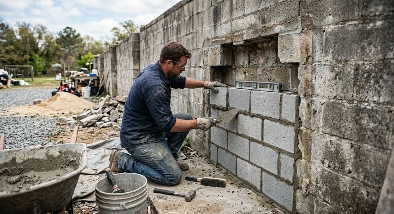 Cinder Block Wall Repair in Dekalb County, GA