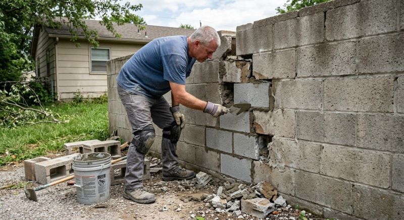 Cinder Block Wall Repair in Mcdonough, GA