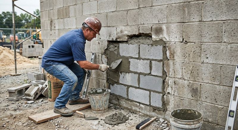 Cinder Block Wall Repair in Lovejoy, GA