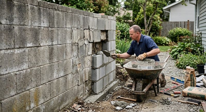 Cinder Block Wall Repair in Tyrone, GA